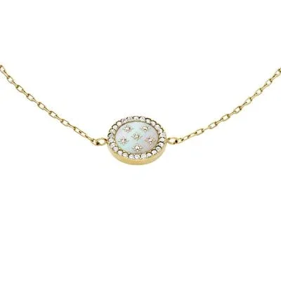 Merrit Classic Mother-of-Pearl Gold-Tone Stainless Steel Station Bracelet Merrit Classic Mother-of-Pearl Gold-Tone Stainless Steel Station Bracelet