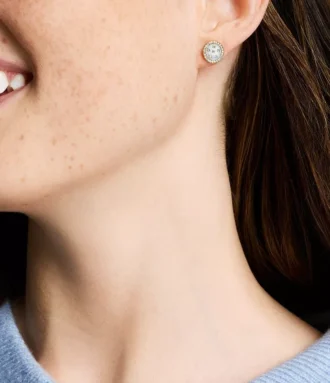 Merrit Classic Mother-of-Pearl Gold-Tone Stainless Steel Stud Earrings