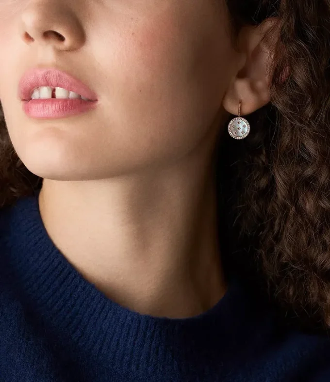 Merrit Classic Mother-of-Pearl Rose Gold-Tone Stainless Steel Drop Earrings Merrit Classic Mother-of-Pearl Rose Gold-Tone Stainless Steel Drop Earrings