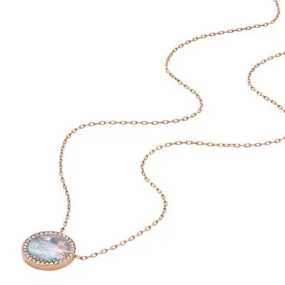 Merrit Classic Mother-of-Pearl Rose Gold-Tone Stainless Steel Pendant Necklace Merrit Classic Mother-of-Pearl Rose Gold-Tone Stainless Steel Pendant Necklace