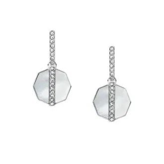 Merrit Timeless Mother Of Pearl Silver-Tone Stainless Steel Drop Earrings