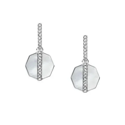 Merrit Timeless Mother Of Pearl Silver-Tone Stainless Steel Drop Earrings Merrit Timeless Mother Of Pearl Silver-Tone Stainless Steel Drop Earrings