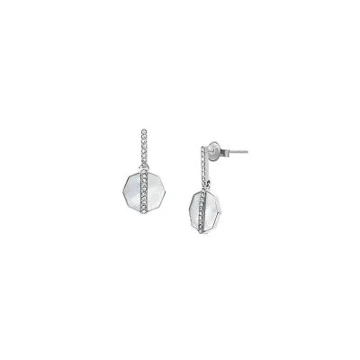 Merrit Timeless Mother Of Pearl Silver-Tone Stainless Steel Drop Earrings Merrit Timeless Mother Of Pearl Silver-Tone Stainless Steel Drop Earrings