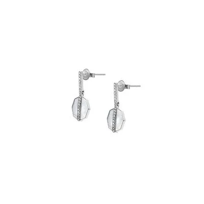 Merrit Timeless Mother Of Pearl Silver-Tone Stainless Steel Drop Earrings Merrit Timeless Mother Of Pearl Silver-Tone Stainless Steel Drop Earrings
