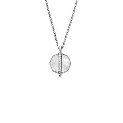 Merrit Timeless Mother Of Pearl Silver-Tone Stainless Steel Pendant Necklace Merrit Timeless Mother Of Pearl Silver-Tone Stainless Steel Pendant Necklace