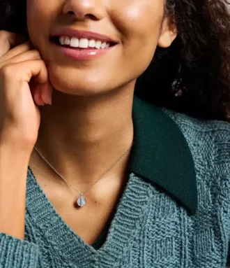 Merrit Timeless Mother Of Pearl Silver-Tone Stainless Steel Pendant Necklace