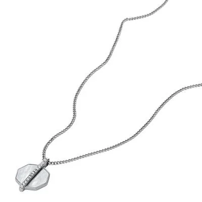 Merrit Timeless Mother Of Pearl Silver-Tone Stainless Steel Pendant Necklace Merrit Timeless Mother Of Pearl Silver-Tone Stainless Steel Pendant Necklace