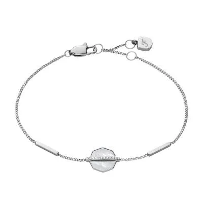 Merrit Timeless Mother Of Pearl Silver-Tone Stainless Steel Station Bracelet Merrit Timeless Mother Of Pearl Silver-Tone Stainless Steel Station Bracelet