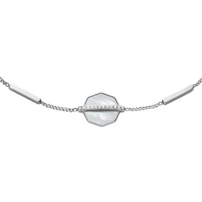 Merrit Timeless Mother Of Pearl Silver-Tone Stainless Steel Station Bracelet Merrit Timeless Mother Of Pearl Silver-Tone Stainless Steel Station Bracelet
