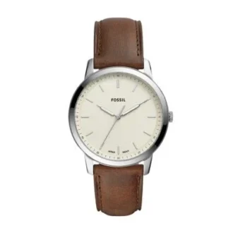 Minimalist Three-Hand Brown Leather Watch