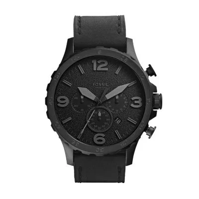 Nate Chronograph Black Leather Watch Nate Chronograph Black Leather Watch