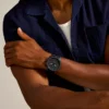 Nate Chronograph Black Leather Watch Nate Chronograph Black Leather Watch