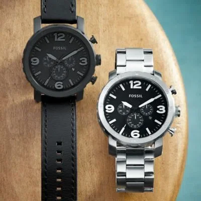 Nate Chronograph Black Leather Watch Nate Chronograph Black Leather Watch