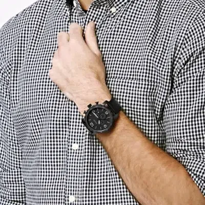 Nate Chronograph Black Leather Watch Nate Chronograph Black Leather Watch