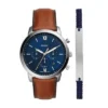 Neutra Chronograph Luggage Leather Watch and Bracelet Set Neutra Chronograph Luggage Leather Watch and Bracelet Set