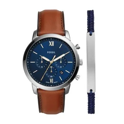 Neutra Chronograph Luggage Leather Watch and Bracelet Set Neutra Chronograph Luggage Leather Watch and Bracelet Set