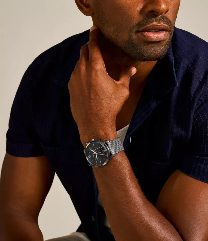 Neutra Chronograph Smoke Stainless Steel Mesh Watch
