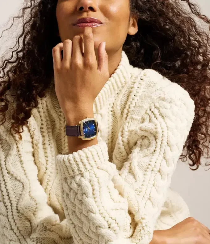 Nick Jonas x Fossil Machine Luxe Blue Vignette Three-Hand Brown Croco Leather Watch Nick Jonas x Fossil Machine Luxe Blue Vignette Three-Hand Brown Croco Leather Watch