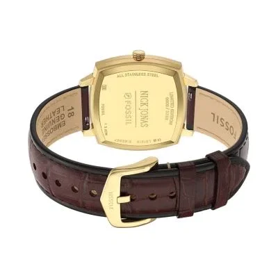 Nick Jonas x Fossil Machine Luxe Blue Vignette Three-Hand Brown Croco Leather Watch Nick Jonas x Fossil Machine Luxe Blue Vignette Three-Hand Brown Croco Leather Watch