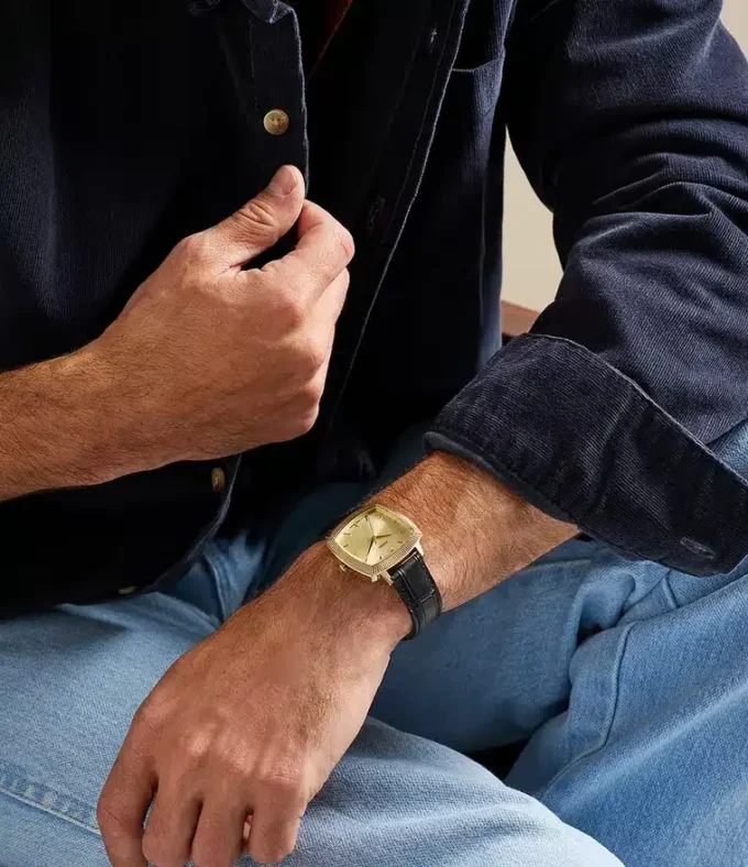 Nick Jonas x Fossil Machine Luxe Three-Hand Black Croco Leather Watch
