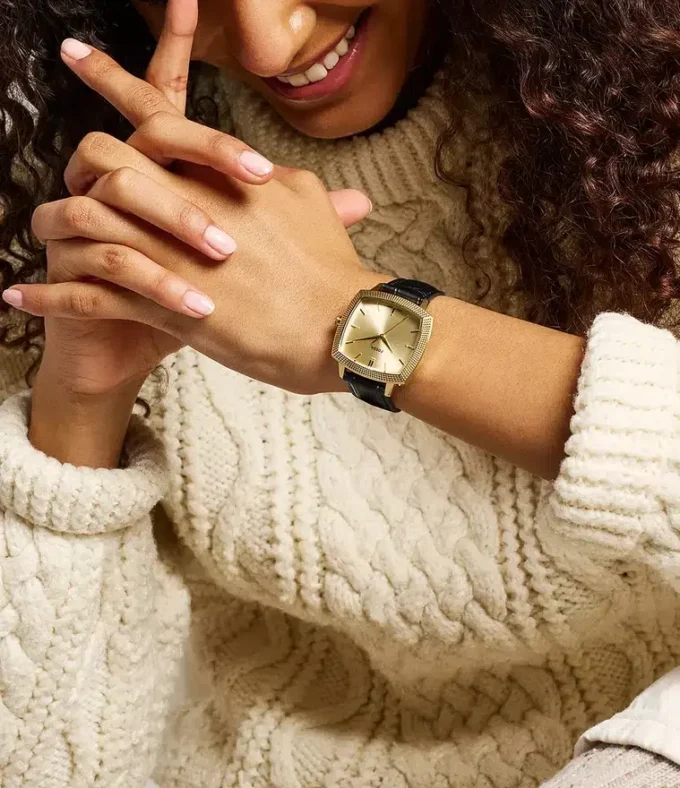 Nick Jonas x Fossil Machine Luxe Three-Hand Black Croco Leather Watch
