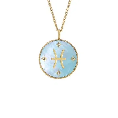 Pisces Sutton Zodiac Gold-Tone Stainless Steel Green Mother-of-Pearl Pendant Necklace Pisces Sutton Zodiac Gold-Tone Stainless Steel Green Mother-of-Pearl Pendant Necklace