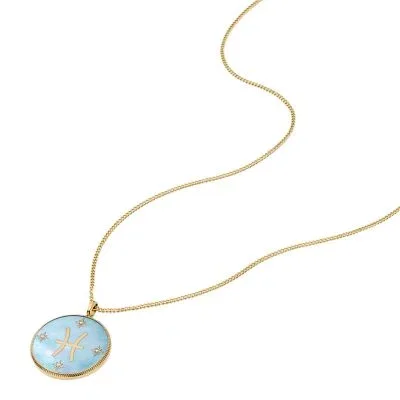 Pisces Sutton Zodiac Gold-Tone Stainless Steel Green Mother-of-Pearl Pendant Necklace Pisces Sutton Zodiac Gold-Tone Stainless Steel Green Mother-of-Pearl Pendant Necklace