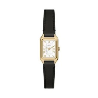 Raquel Mini Three-Hand Black Leather Watch