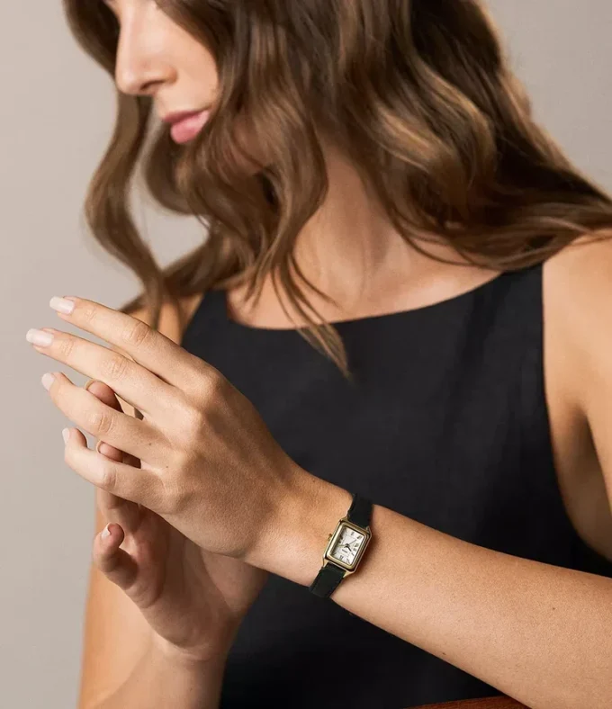 Raquel Mini Three-Hand Black Leather Watch Raquel Mini Three-Hand Black Leather Watch