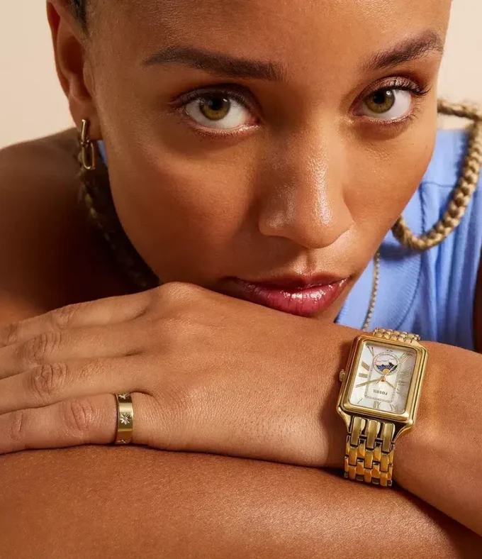 Raquel Sun Moon Multifunction Gold-Tone Stainless Steel Watch Raquel Sun Moon Multifunction Gold-Tone Stainless Steel Watch