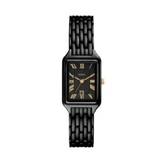 Raquel Three-Hand Date Black Stainless Steel Watch