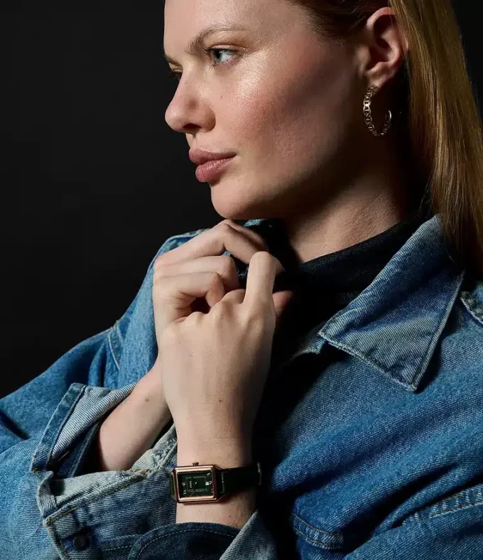 Raquel Three-Hand Date Green Croco LiteHide™ Leather Watch Raquel Three-Hand Date Green Croco LiteHide™ Leather Watch