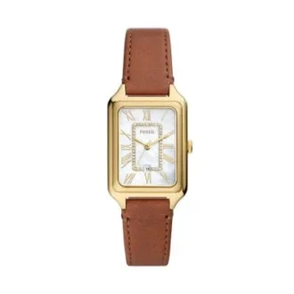 Raquel Three-Hand Date Medium Brown Leather Watch