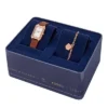Raquel Three-Hand Date Medium Brown Leather Watch and Bracelet Set