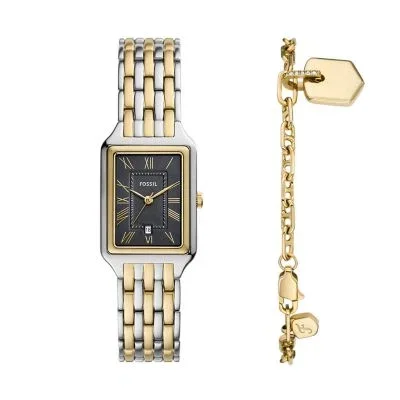Raquel Three-Hand Date Two-Tone Stainless Steel Watch and Bracelet Set Raquel Three-Hand Date Two-Tone Stainless Steel Watch and Bracelet Set
