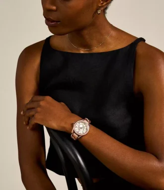 Riley Multifunction Rose Gold-Tone and Sand Leather Watch Riley Multifunction Rose Gold-Tone and Sand Leather Watch