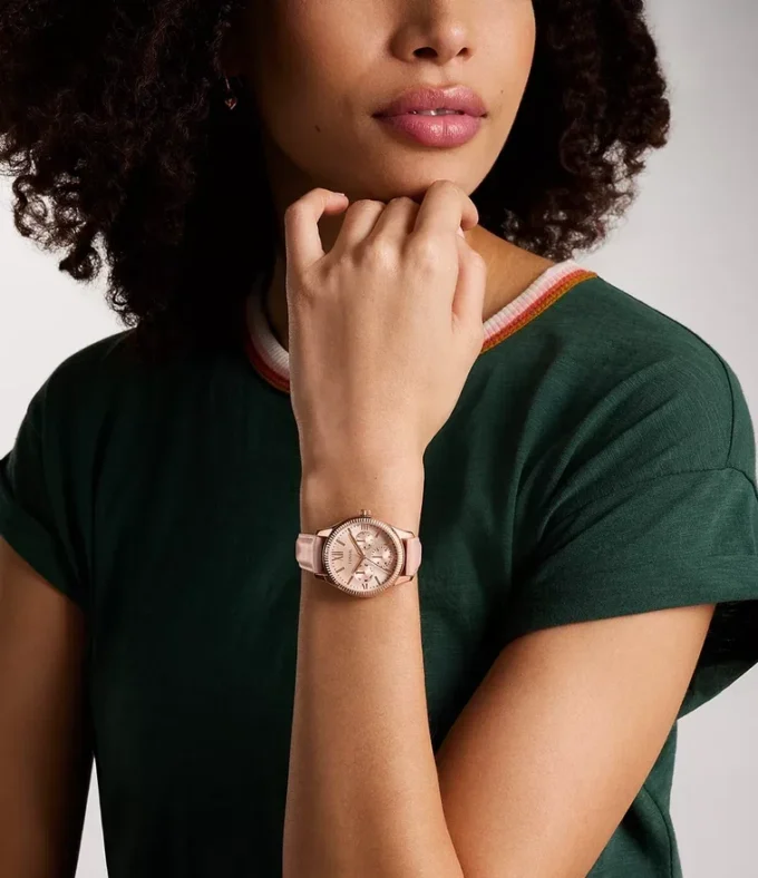 Rye Multifunction Pink Leather Watch Rye Multifunction Pink Leather Watch