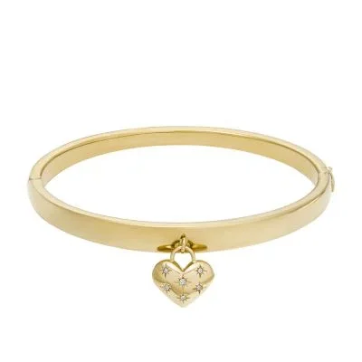 Sadie All My Love Gold-Tone Stainless Steel Heart Bangle Bracelet Sadie All My Love Gold-Tone Stainless Steel Heart Bangle Bracelet