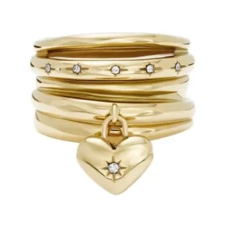 Sadie All My Love Gold-Tone Stainless Steel Heart Prestack Ring Sadie All My Love Gold-Tone Stainless Steel Heart Prestack Ring