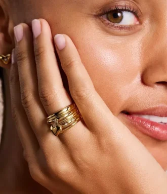 Sadie All My Love Gold-Tone Stainless Steel Heart Prestack Ring Sadie All My Love Gold-Tone Stainless Steel Heart Prestack Ring