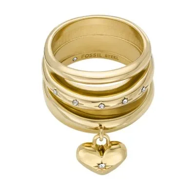 Sadie All My Love Gold-Tone Stainless Steel Heart Prestack Ring Sadie All My Love Gold-Tone Stainless Steel Heart Prestack Ring