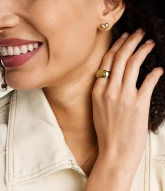 Sadie All My Love Gold-Tone Stainless Steel Heart Stud Earrings