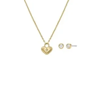 Sadie Gold-Tone Stainless Steel Heart Necklace and Earrings Gift Set