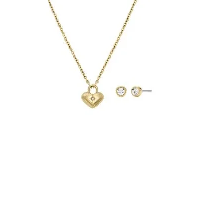 Sadie Gold-Tone Stainless Steel Heart Necklace and Earrings Gift Set Sadie Gold-Tone Stainless Steel Heart Necklace and Earrings Gift Set