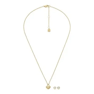 Sadie Gold-Tone Stainless Steel Heart Necklace and Earrings Gift Set Sadie Gold-Tone Stainless Steel Heart Necklace and Earrings Gift Set