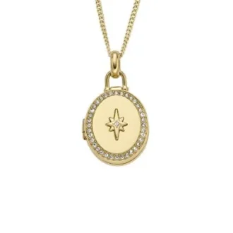 Sadie Locket Collection Gold-Tone Stainless Steel Pendant Necklace