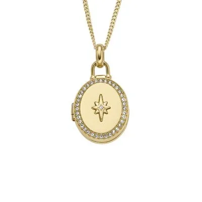 Sadie Locket Collection Gold-Tone Stainless Steel Pendant Necklace Sadie Locket Collection Gold-Tone Stainless Steel Pendant Necklace