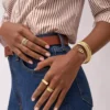 Harlow Linear Texture Two-Tone Stainless Steel Prestack Ring Harlow Linear Texture Two-Tone Stainless Steel Prestack Ring