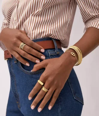 Sadie Shine Bright Gold-Tone Stainless Steel Cuff Bracelet