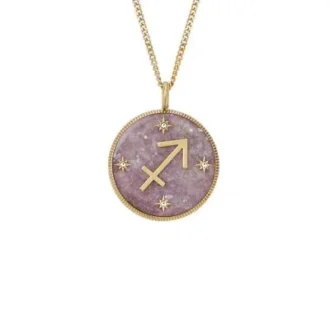 Sagittarius Sutton Zodiac Gold-Tone Stainless Steel Purple Amethyst Pendant Necklace
